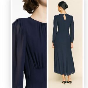 Reformation Lysander midi dress Navy Midi Dress 2 NWT $300